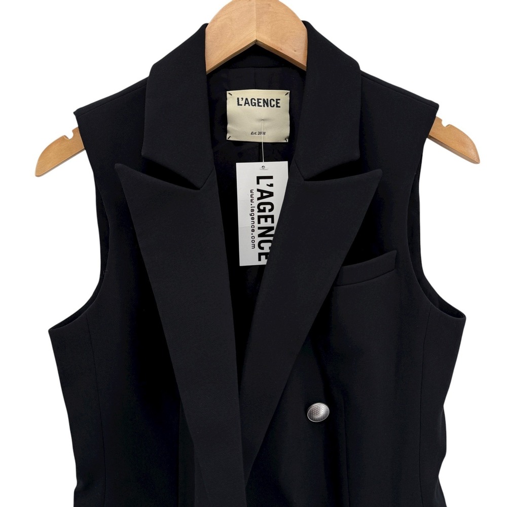 L'AGENCE Keely Black Double Breasted Blazer‎ Tuxedo Dress Party Formal NWT - Picture 3 of 13